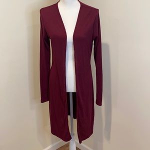 Burgundy Maroon Split Sides Duster Cardigan Large